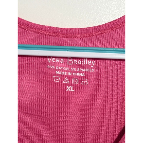Vera Bradley Henley Tank Top Womens XL Pink NEW Ribbed Racerback Sleeveless - Picture 2 of 7